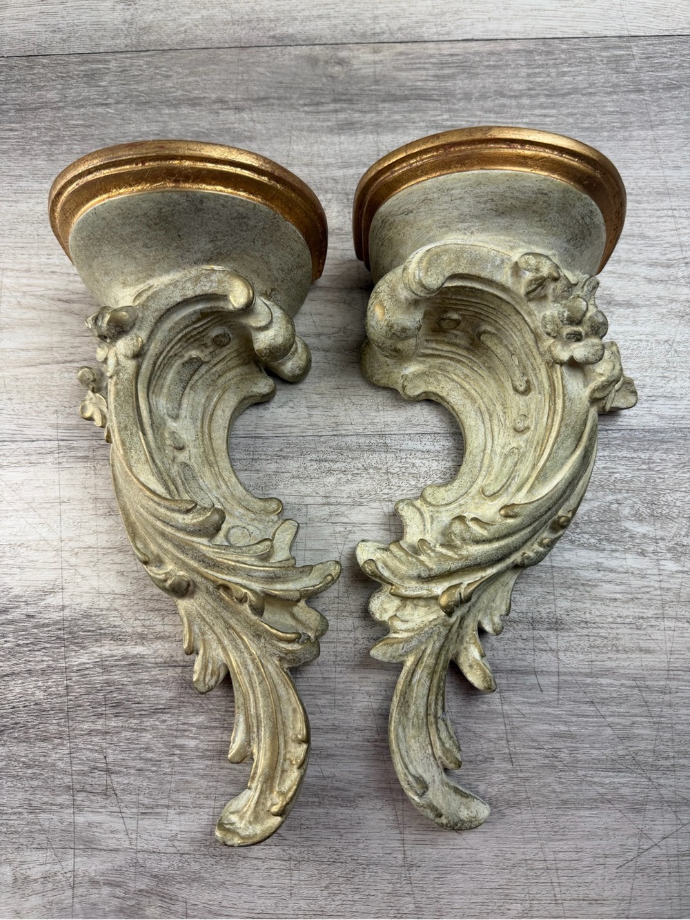 RARE Florentine Ornate Sconce Shelf Pair Italian Luxury 10”x4.5”x3.5”d